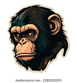 Chimpanzee Flat Icon Isolated On White Background
