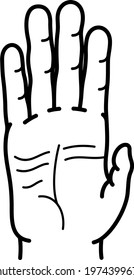 Chimpanzee hand. Vector outline icon.