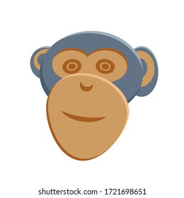 Chimpanzee head, ape flat design isolated vector illustration