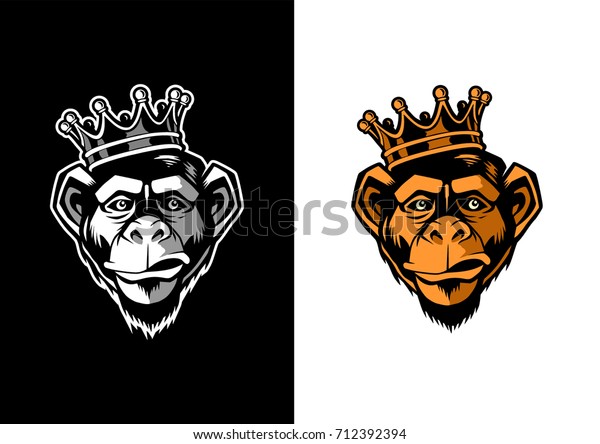 Chimpanzee Head Crown Mascot Logo Stock Vector (Royalty Free) 712392394