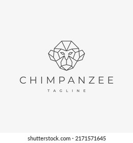 Plantilla de diseño del logotipo de la línea de cabeza de chimpancé