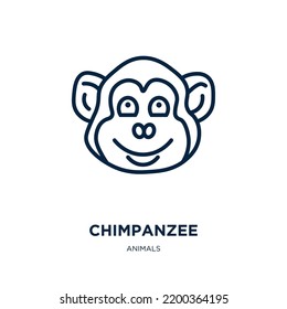 chimpanzee icon from animals collection. Thin linear chimpanzee, monkey, animal outline icon isolated on white background. Line vector chimpanzee sign, symbol for web and mobile