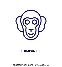 chimpanzee icon from animals collection. Thin linear chimpanzee, monkey, primate outline icon isolated on white background. Line vector chimpanzee sign, symbol for web and mobile