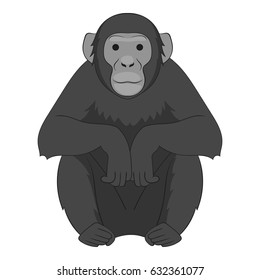 Chimpanzee icon in monochrome style isolated on white background vector illustration