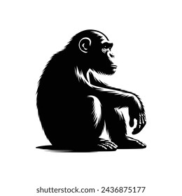 Chimpanzee Illustration Monochrome Design Style