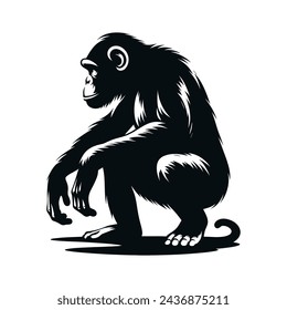 Chimpanzee Illustration Monochrome Design Style