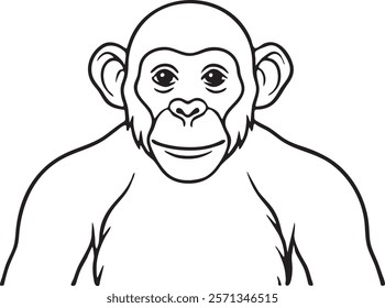 chimpanzee line art design silhouette vector illustration file