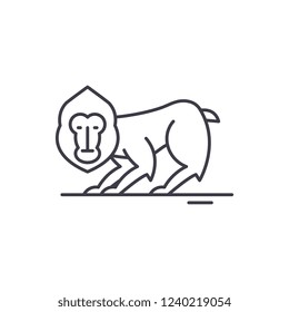 Chimpanzee line icon concept. Chimpanzee vector linear illustration, symbol, sign