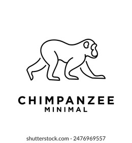 Chimpanzee Line Logo icon design illustration template