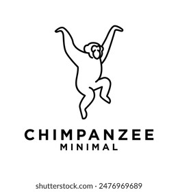 Chimpanzee Line Logo icon design illustration template