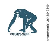 Chimpanzee logo design vector. Silhouette Chimpanzee Template Illustration. Icon Symbol