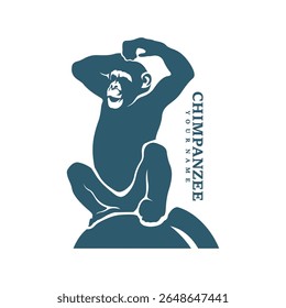 Vetor de design de logotipo de chimpanzé. Ilustração de modelo de chimpanzé de silhueta. Símbolo de ícone