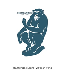 Vetor de design de logotipo de chimpanzé. Ilustração de modelo de chimpanzé de silhueta. Símbolo de ícone