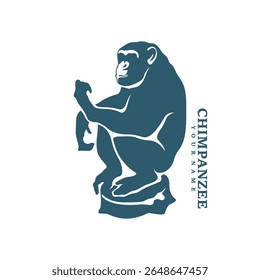 Chimpanzee logo design vector. Silhouette Chimpanzee Template Illustration. Icon Symbol