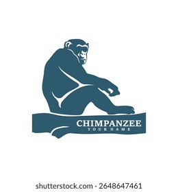 Vetor de design de logotipo de chimpanzé. Ilustração de modelo de chimpanzé de silhueta. Símbolo de ícone