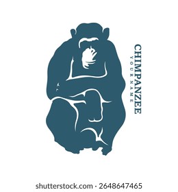 Vetor de design de logotipo de chimpanzé. Ilustração de modelo de chimpanzé de silhueta. Símbolo de ícone