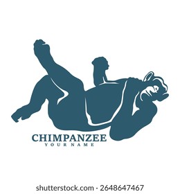 Vetor de design de logotipo de chimpanzé. Ilustração de modelo de chimpanzé de silhueta. Símbolo de ícone