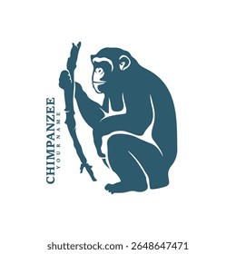 Chimpanzee logo design vector. Silhouette Chimpanzee Template Illustration. Icon Symbol