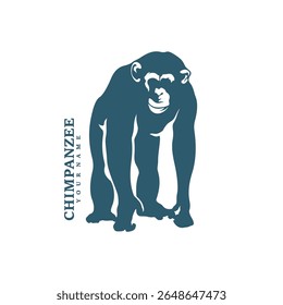 Vetor de design de logotipo de chimpanzé. Ilustração de modelo de chimpanzé de silhueta. Símbolo de ícone