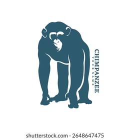 Vetor de design de logotipo de chimpanzé. Ilustração de modelo de chimpanzé de silhueta. Símbolo de ícone