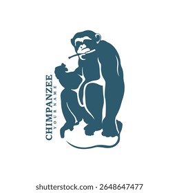 Chimpanzee logo design vector. Silhouette Chimpanzee Template Illustration. Icon Symbol