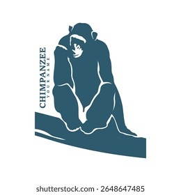 Vetor de design de logotipo de chimpanzé. Ilustração de modelo de chimpanzé de silhueta. Símbolo de ícone