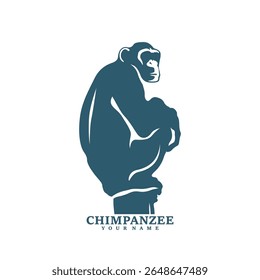 Vetor de design de logotipo de chimpanzé. Ilustração de modelo de chimpanzé de silhueta. Símbolo de ícone