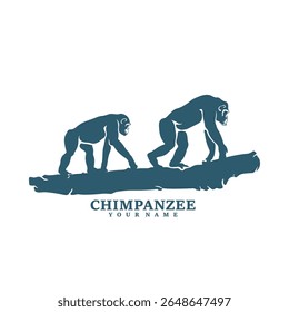 Vetor de design de logotipo de chimpanzé. Ilustração de modelo de chimpanzé de silhueta. Símbolo de ícone