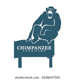 Vetor de design de logotipo de chimpanzé. Ilustração de modelo de chimpanzé de silhueta. Símbolo de ícone