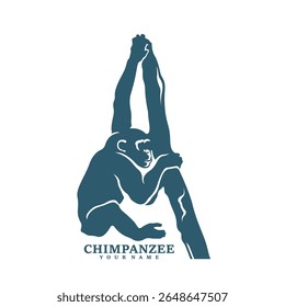Vetor de design de logotipo de chimpanzé. Ilustração de modelo de chimpanzé de silhueta. Símbolo de ícone