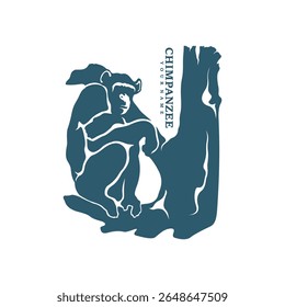 Vetor de design de logotipo de chimpanzé. Ilustração de modelo de chimpanzé de silhueta. Símbolo de ícone