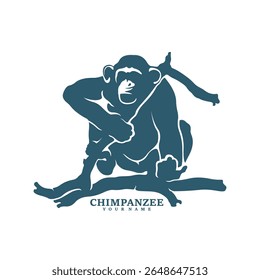 Chimpanzee logo design vector. Silhouette Chimpanzee Template Illustration. Icon Symbol