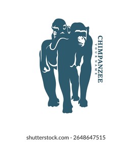 Vetor de design de logotipo de chimpanzé. Ilustração de modelo de chimpanzé de silhueta. Símbolo de ícone