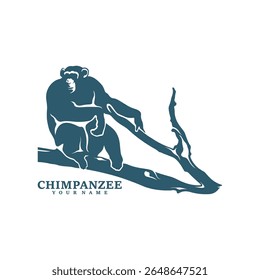 Vetor de design de logotipo de chimpanzé. Ilustração de modelo de chimpanzé de silhueta. Símbolo de ícone
