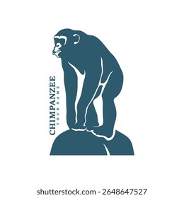 Vetor de design de logotipo de chimpanzé. Ilustração de modelo de chimpanzé de silhueta. Símbolo de ícone
