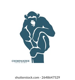 Chimpanzee logo design vector. Silhouette Chimpanzee Template Illustration. Icon Symbol