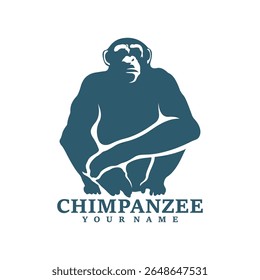 Vetor de design de logotipo de chimpanzé. Ilustração de modelo de chimpanzé de silhueta. Símbolo de ícone