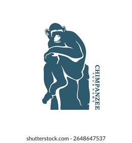 Vetor de design de logotipo de chimpanzé. Ilustração de modelo de chimpanzé de silhueta. Símbolo de ícone