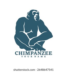 Chimpanzee logo design vector. Silhouette Chimpanzee Template Illustration. Icon Symbol