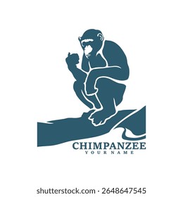 Chimpanzee logo design vector. Silhouette Chimpanzee Template Illustration. Icon Symbol