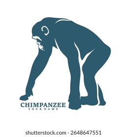 Chimpanzee logo design vector. Silhouette Chimpanzee Template Illustration. Icon Symbol