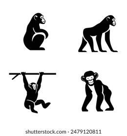 Chimpanzee Logo icon design illustration template