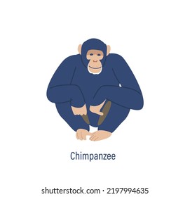 Chimpanzee Monkey, Ape Wild Animal, Chinese Horoscope Symbol, Isolated China Lunar New Year Zodiac Animal For 2028, Asian Culture And Tradition. Cartoon Vector Illustration, Mascot, Icon