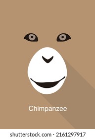 Chimpanzee monkey face flat icon simple design, vector illustration