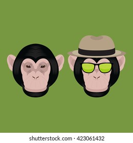 Chimpanzee Monkey Head Vector