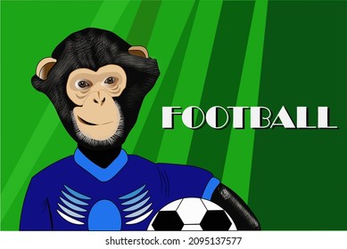 A chimpanzee posing as a football player