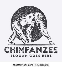 Chimpanzee Rustic Logo 
