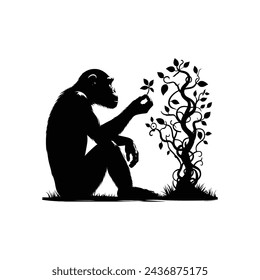 Chimpanzee Silhouette, Artistic Vector Rendering