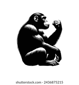 Silueta de chimpancé, representación artística del vector
