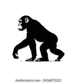 Chimpanzee Silhouette, Artistic Vector Rendering